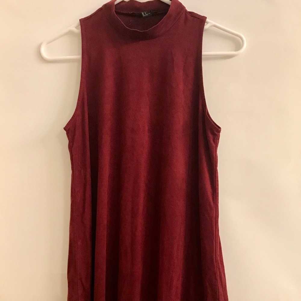 Mock neck burgundy mini dress